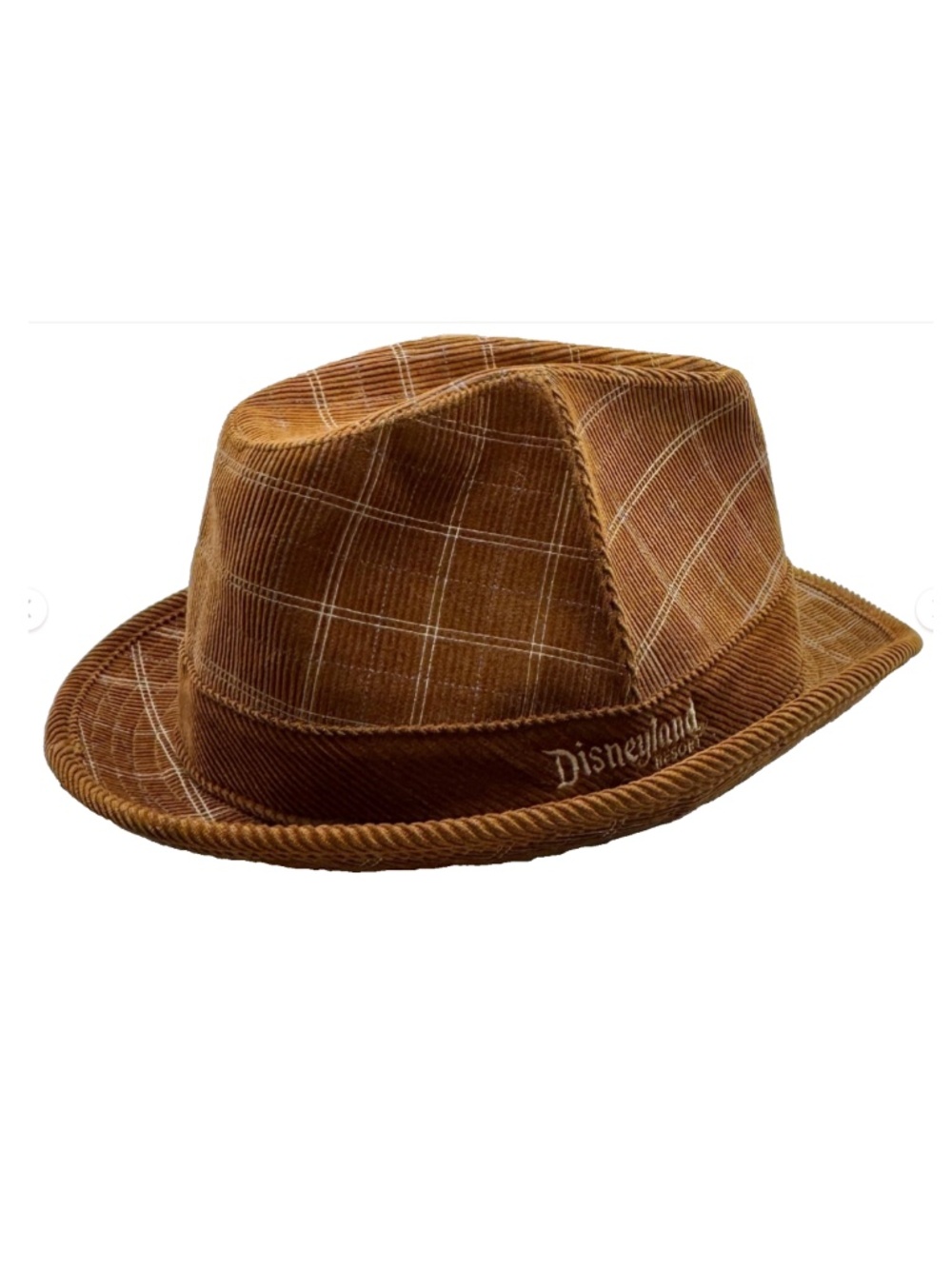 Vintage Japan Disneyland Resort FEDORA Hat Brown Plaid Mickey Adult Small